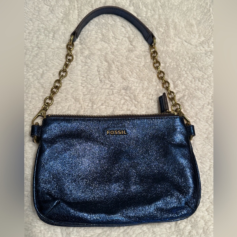 FOSSIL METALLIC BLUE PURSE